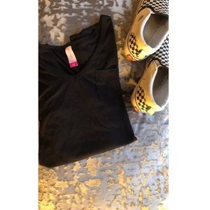 No boundaries black cuffed v-neck